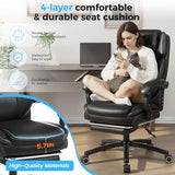 500lbs 3D Kneading Massage Office Chair with FootRest, Big and Tall Ergonomic Reclining Computer Gaming Chair, Padded Linkage Armrests, Heavy Duty Metal Base Executive Office Chair CHAIRKER