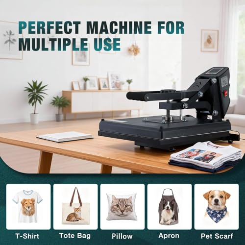 OLIXIS Heat Press, 15x15 Heat Press Machine for T Shirts with LCD Display & Memory Mode, 1200W Heat Transfer Machine for Bags, Pillows, Aprons OLIXIS