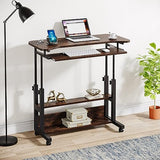 Tribesigns Portable Desk with Power Outlets, Height Adjustable Side Table Sofa Couch Bedside Laptop Computer Cart with USB Charging Ports, Mobile Small Standing Desk with Keyboard Tray Tribesigns