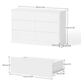 Seeday White Dresser, 6 Drawer Dressers for Bedroom, Modern Wooden Closet Dresser for Living Room, Entryway, or Hallway, White Seeday