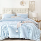 Smoofy Fluffy Full Size Comforter Sets 3 Pieces - Light Blue Fleece Fluffy Comforter Set, Luxury Fuzzy Full Bed Set, Soft Comforter Full Size All Season, Heavy Faux Fur Comforter with 2 Pillow Cases Smoofy
