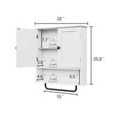 RRX Bathroom Cabinet Wall Mounted Medicine Cabinets with Towels Bar, Over The Toilet Storage Cabinet with 2 Doors and Adjustable Shelf, White Wall Cabinet for Bathroom Laundry Kitchen RRX