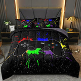 BDUCOK 5 Pieces Gamer Comforter Set for Boys Gaming Bedding Set Twin Size,Video Game Controller Comforter for Boys Kids Adult 3D Gamepad Microfiber Bed in A Bag Sets3001,Twin BDUCOK