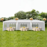 10'x30' Outdoor Canopy Tent, Party Tent with 5 Removable Sidewalls, Event Tents for Parties, Outside Waterproof Wedding Canopy for Birthday, Holiday (White,10x30FT-5Sides) DVIEN
