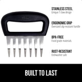 Gorilla Grip Powerful Stainless Steel Meat Shredder Claws, Shred Rotisserie Chicken, Pulled Pork, Carve Ham Faster, Oversized 7 Claw Design Food Shredding Fork, Kitchen Smoker BBQ Tool, Black Gorilla Grip