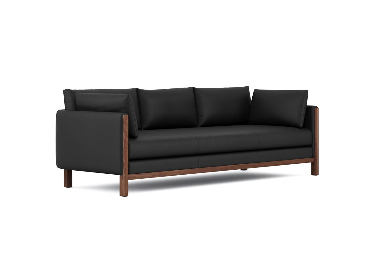 Valencia Matera 93” Black 3 Seater Full Leather Sofa | Modern Nappa Leather Couch with 2 Pillows for Living Room Furniture | Canadian Hardwood, One-Piece Curved Frame Lounge Sofa VALENCIA THEATER SEATING