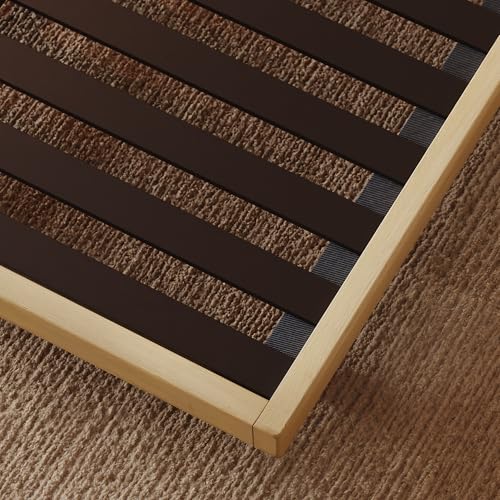 homary Japanese Style Bed Frame, 6.3" Low Profile Tatami Platform Bed Frame with Carbon Steel Slats & Wood-Finished Metal Floor Frame, No Box Spring Needed, Fits Queen Mattress homary