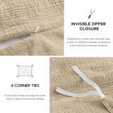 Simple&Opulence Linen Muslin Duvet Cover Set California King, 3Pcs Camel Linen Cotton 3-Layer Gauze Minimalist Comforter Cover 104”x98”, Ultra Soft Breathable Seersucker Bedding Set with 2 Pillowcases Simple&Opulence