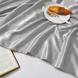 Ersmak Satin Flat Sheet Only, Single Flat Sheet King, Luxury & Ultra Soft Silky Bedding Top Sheet for King Mattress - Grey Ersmak