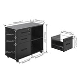 3 Drawer Office File Cabinets, Mobile Lateral Printer Stand with Open Storage Shelf, Rolling Filing Cabinet with Wheels Home Office Organization and Storage (Black) Panana