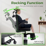 AreShark Office Chair Ergonomic Desk Chairs with Adjustable Lumbar Support& Headrest Hanger, High Back Breathable Mesh Chair with Wheels, Rolling Swivel Comfy Task Computer Chair for Home Work Gaming AreShark