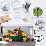 Tangkula 10x14 FT Pop Up Canopy, Outdoor Tent with 4 Sidewalls, Roll-up Door, Wheeled Bag, 4 Sandbags, 8 Stakes, 4 Wind Ropes, Portable Canopy Tent for Beach Party Event Camping (White) Tangkula