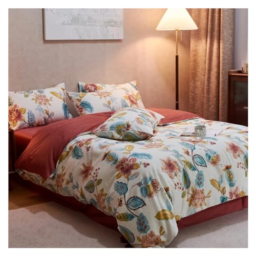 YUSIWOAL European style Bedding Set Cotton Queen Duvet Cover Set with Sheets Single Double Bedding Sets,Summer Duvet Cover sets(A,King) YUSIWOAL