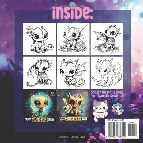 Adorable Baby Dragons Coloring Book: 50 Bold&Easy Images of Cute Adorable Monsters for Adult and Kids (Mini Cute Creatures Coloring Book) WoodArtSupply
