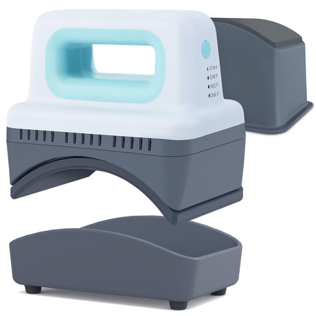 Gimify Hat Press Machine, 4 Heating Levels Mini Heat Press with 3.1"x5.5" Ceramic-Coated Heat Plate, Curved with Safety Base & Auto-Off, Portable Blue Gimify