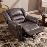 CANMOV Rocker Recliner Chair, Leather Recliner Chair with Overstuffed Backrest and Armrests, Manual Single Sofa for Living Room,Bedroom, Dark Grey