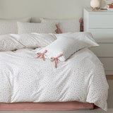 HighBuy Farmhouse Comforter Set Twin XL Botanical Floral Bedding Comforters for Teen Girls with 2 Bowknot Bow Tie Pillowcases Fluffy Soft Coquette Boho Comforter Cozy,Comfy Striped Comforter HighBuy