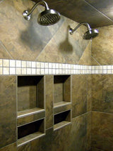 Zigzag Easy Installation Waterproof Double Recessed Shower Shelves Niche, ABS Plastics Bathroom Shower Niche 16 × 24 Inches for Shampoo, Soap and Foot Rest Zigzag