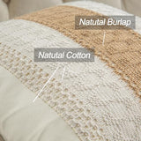 Mayler Yee Throw Pillow Covers 16 x 16 Inch 1PC for Farmhouse Living Room, Cotton & Burlap Textured Striped Woven Boho Pillow Covers (Beige & Brown, Single Striped) Mayler Yee