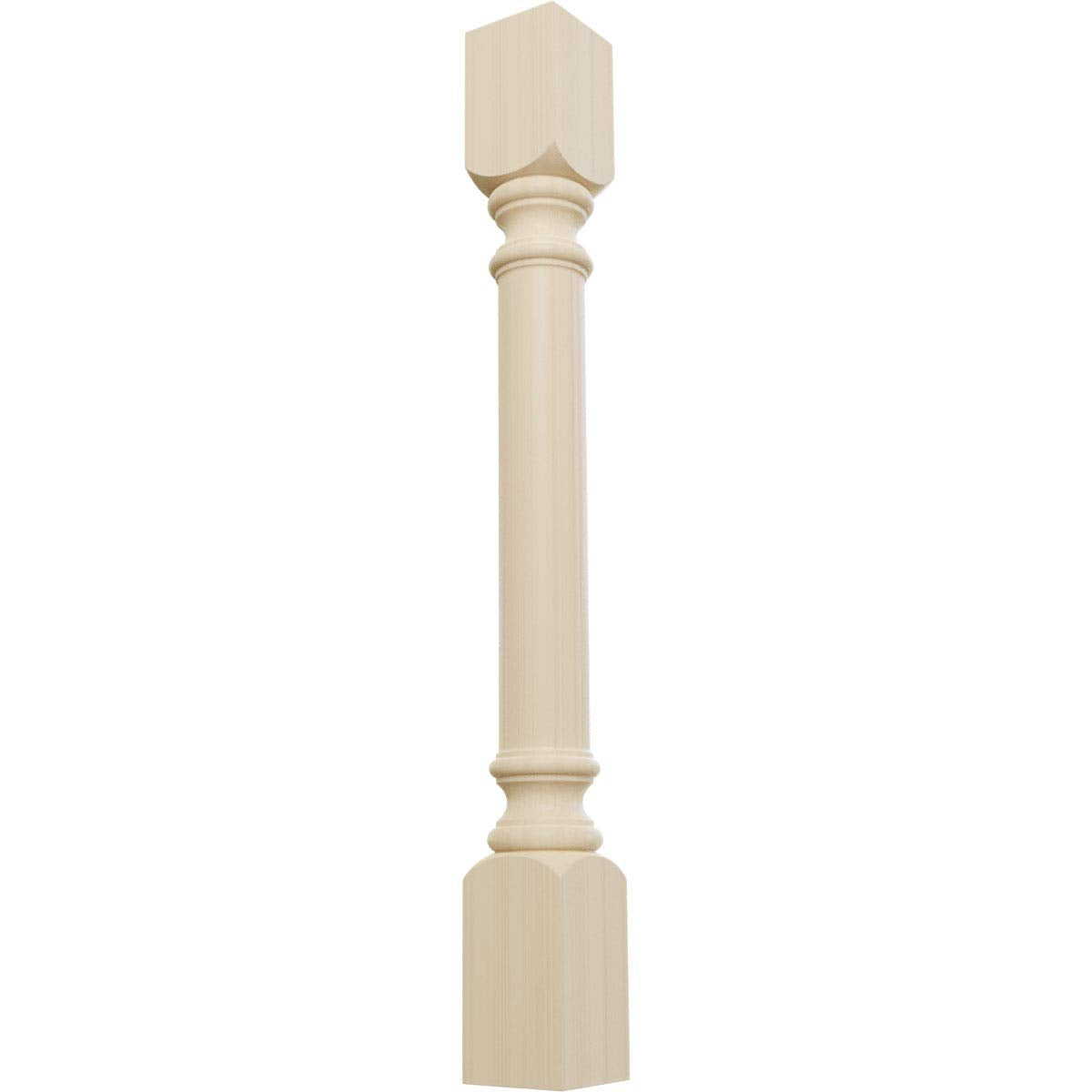 Ekena Millwork COL03X03X35TRRW Traditional Cabinet Column (Top Block: 6 1/8", Bottom Block: 7 1/8"), 3 3/4"W x 3 3/4"D x 35 1/2"H, Rubberwood Ekena Millwork