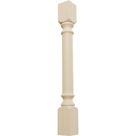 Ekena Millwork COL03X03X35TRRW Traditional Cabinet Column (Top Block: 6 1/8", Bottom Block: 7 1/8"), 3 3/4"W x 3 3/4"D x 35 1/2"H, Rubberwood Ekena Millwork