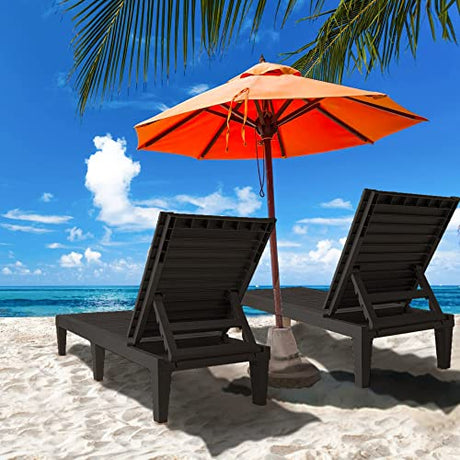 EUNHOO Chaise Lounge Outdoor Set of 4,Adjustable Pool Lounge Chair with 5 Positions Backrest, Waterproof Sun Loungers for Garden Pool Beach Patio Deck Sunbathing.Black EUNHOO