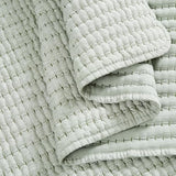 WDCOZY Sage Green Pick Stitch Twin Size Quilt Set, Striped Lightweight Soft Summer Spring Bedspread, Bamboo Linen Like Textured Coverlet, Chambray Farmhouse Country Rustic Thin Bedding Comforter WDCOZY