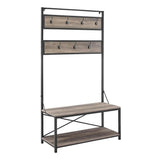 Walker Edison August Modern Farmhouse X Back Hall Tree with Bench, 72 Inch, Grey Wash Walker Edison