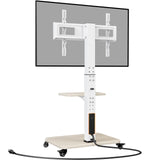 Perlegear Mobile TV Stand with Power Outlet, Tilt & Swivel Rolling TV Cart for 32-75 inches TVs up to 110 lbs, Height Adjustable Rolling TV Stand White with Wheels, Max VESA 600x400mm, PGTVMC17W Perlegear