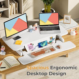 JOY worker Standing Desk Converter, 35" Height Adjustable Sit Stand Up Desk Riser with Keyboard Tray & 6 Fridge Magnets, Desktop Workstation Riser for Home Office Computer Laptop, White JOY worker