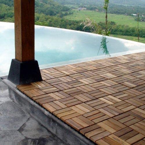 YAMAZING 12”x12” Solid Wood Interlocking Flooring Tiles (Pack of 9), Acacia Hardwood Deck Tiles,Floor Tile for Both Indoor & Outdoor Use, Patio Garden, Waterproof All Weather (9 Sq Ft) - WoodArtSupply