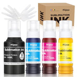 Hiipoo 440ML Sublimation Ink Refilled Bottles Compatible for ET2400 ET2720 ET2760 ET2750 ET4800 ET-2800 ET-2803 ET-2850 Inkjet Printers Heat Press Transfer on Mugs T-Shirts, 1BK/1C/1Y/1M Hiipoo