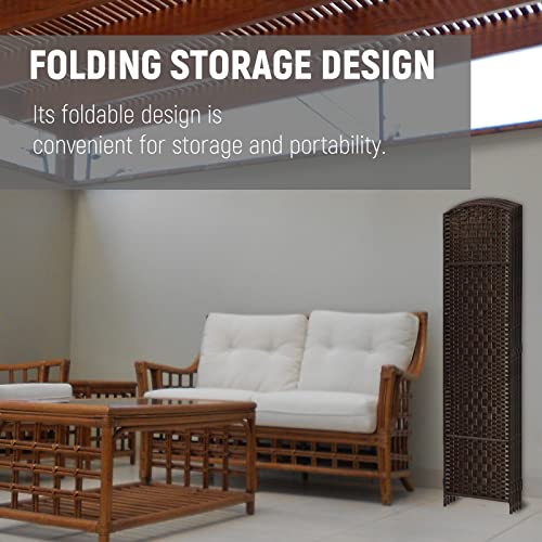 Rose Home Fashion Room Divider, 6 ft Tall Room Dividers and Folding Privacy Screens, 16in Privacy Screen 6 Panel Dark Coffee Space Temporary Wall Foldable Partition Separation Rose Home Fashion