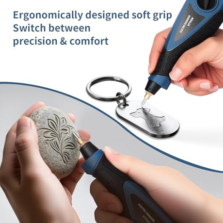 Engraver Pen, 25W 6 Speed Engraving Pen for Metal, Wood, Glass and Plastic, Handheld Engraving Etching Tool with Tungsten Carbide Steel Bit and Hex Key faxhool