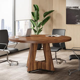 Tribesigns 47-Inch Round Conference Table for 4-6 People, Wooden Meeting Room Table with Thicken Tabletop and Wood Base Tribesigns