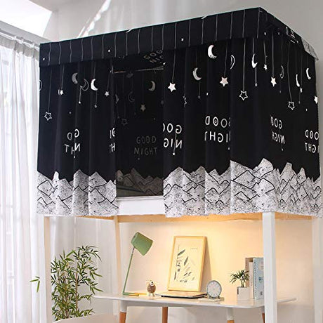 haozaikeji Dorm Bunk Bed Curtains Privacy Bed Drapes Bottom Bunk Bed Curtain Blackout Bed Canopy Dustproof Loft Bed Curtains Shading Bedding for Single Sleeper Dorm Bedroom haozaikeji