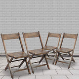 EMMA + OLIVER Natalie Wooden Folding Chair, Commercial Event Chair with Slatted Seat, Beechwood Frame, Open Back Design, No Assembly Required, Antique Black EMMA + OLIVER