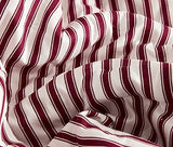CHIXIN Ticking Stripe Ruffle Skirt Bedspread Queen Size - 30" Long Drop, Shabby Chic Style, Lightweight Bedding Cover, 3 Piece Set, Burgundy Red CHIXIN