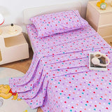 Viviland 4 Pieces Girls Purple Full Sheet Set - Soft Microfiber Fitted Flat Sheets & Pillowcases - Colorful Hearts Printed Bedding Sets - for Kids & Toddlers Viviland