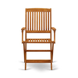East West Furniture BCMCANA Beasley Patio Dining Folding Arm Chairs - Acacia Wood, Set of 2, Natural Oil East West Furniture