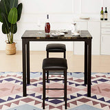 VECELO 3-Piece Bar Table and Chairs Set, 36" Rectangular Counter Height Dining Sets for Kitchen Bistro Restaurant Small Space Breakfast Nook, Brown and Black VECELO