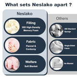 NESLAKO Folding Sofa Bed, Flannel Futon Couch Bed with Pillow and Blanket, Convertible Sleeper Chair for Living Room Bedroom, White NESLAKO