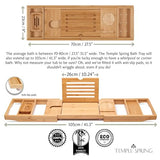 Temple Spring Bathtub Tray -Bamboo Luxury Bathroom Accessories-Bath Spa Gifts for Women & Men-Bath Tray for Bathroom Essentials-Bath Caddy Bath Tray for Tub-Wooden Tray for Bathtub Accessories-Natural Temple Spring