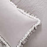 Lush Decor Ella Ruffle Lace Comforter, 3 Piece Set, King, Light Gray - Cute Comforter - King Bedding Set - Gray Bedding - Coquette Decor - Ruffle Trim - Lace Trim Lush Decor