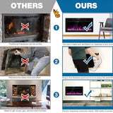 31 Inch Electric Fireplace Recessed and Wall Mounted, Fireplace Heater and Linear Fireplace, Ultra-Thin Electric Fireplace, Low Noise, with Timer, Remote Control, Adjustable 12 Flame Color, 750/1500W Sixfivsevn