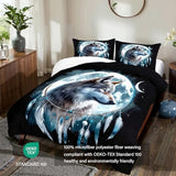 CCoutueChen Wolf Comforter Set King Size, Wolves Moon Bedding Set, Dream Catcher & Animal Pattern on Black Bedding, Western Boho Tribal Comforter Soft Microfiber Down Quilt 3 Pieces CCoutueChen