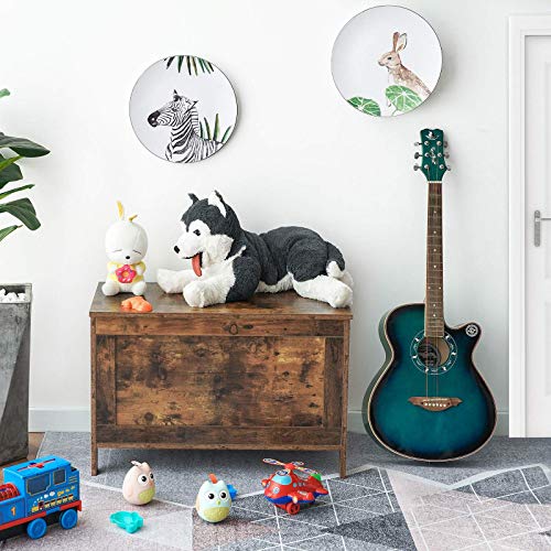 HOOBRO Toy Box, Retro Wooden Look Storage Chest with Safety Hinge, Entryway Storage Bench Supports 220 lb, 29.9 x 15.7 x 18.9 Inches Toy Chest Organizer, Easy Assembly (Rustic Brown) BF75CW01G1 HOOBRO