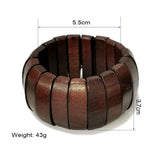 Multi-Colored Wooden Beads Stretch Bracelet Wide Chunky Bangle Bohemian Jewelry Wood Elastic Wristband for Women-Brown Caiyao
