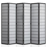 WelFurGeer 6 Panel Shoji Screen Room Divider, Folding Privacy Screens, Room Partitions and Dividers, Decorative Room Dividers, Wall Dividers for Room Separation, Japanese Room Divider for Home (Black) WelFurGeer