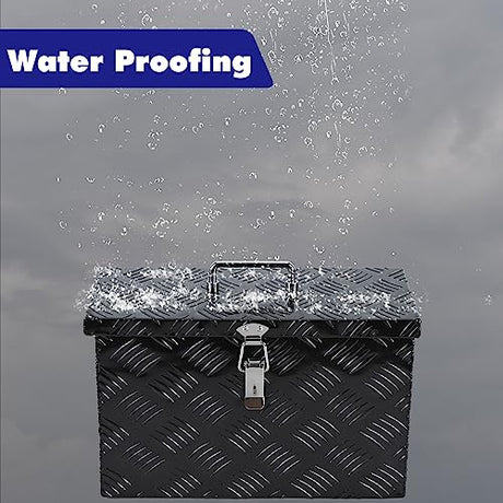 bchsadvb Truck Tool Box Aluminum Pickup Small Truck Bed Toolbox 5 Bar Tread Pattern Truck Storage Trailer Box with Lock 16"X7.5"X10" for Pickup,Truck Bed, RV, Trailer,Heavy Duty Waterproof Black box bchsadvb